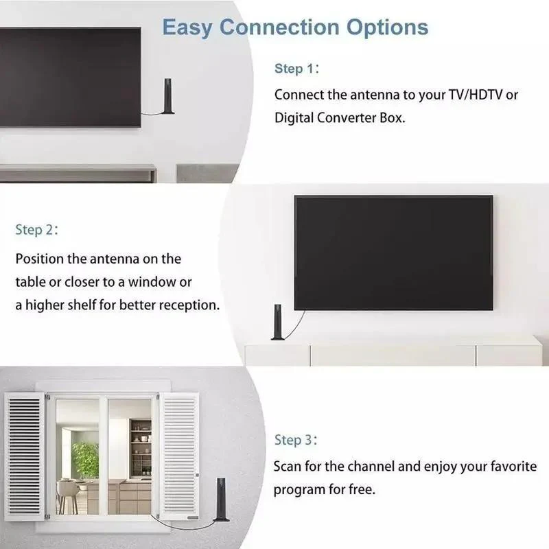 4K/1080P Indoor HDTV Antenna ✦ 120-Mile 360° Signal Booster - Image 3