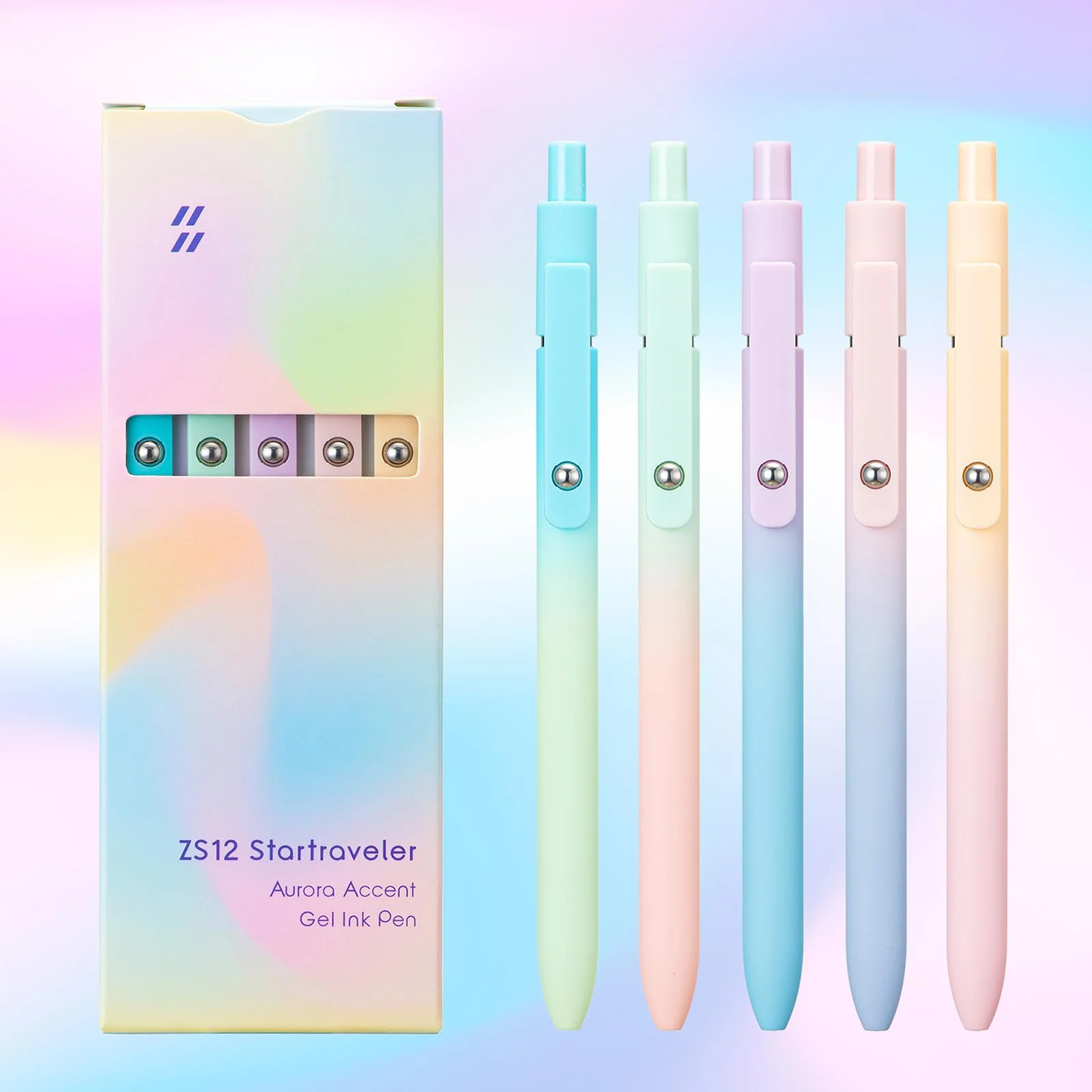 5-Piece Gradient Gel Pen Set – 0.5mm Quick-Dry Carbon Ink - Image 5