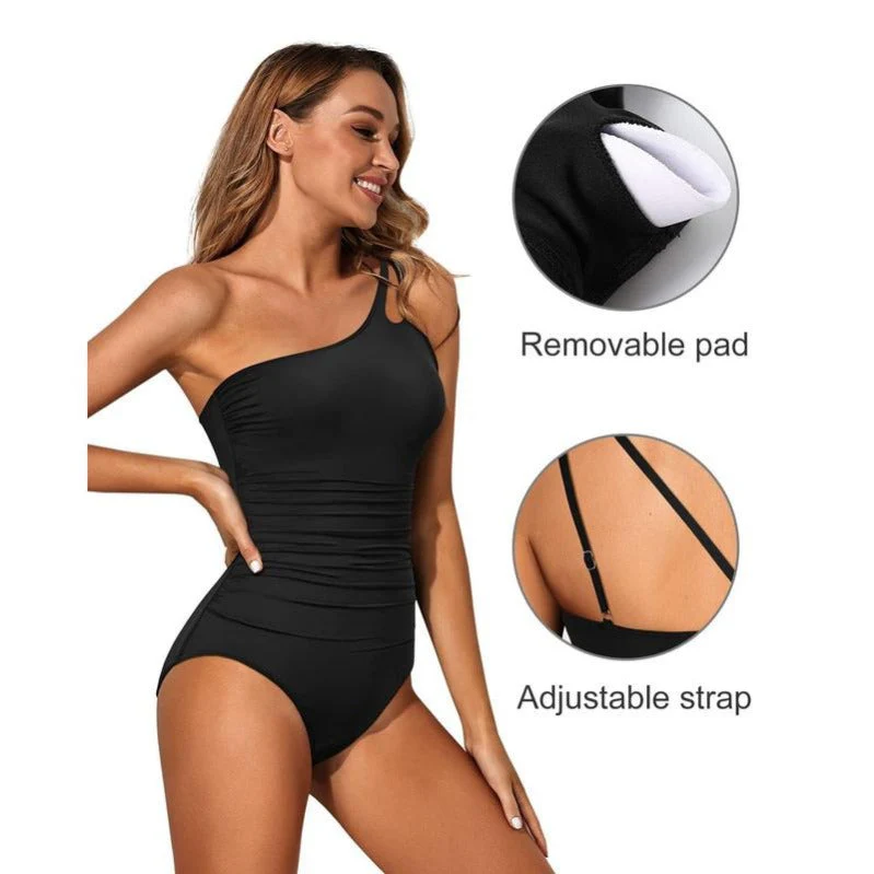 One-Shoulder Tummy Control One-Piece Swimsuit - Image 3